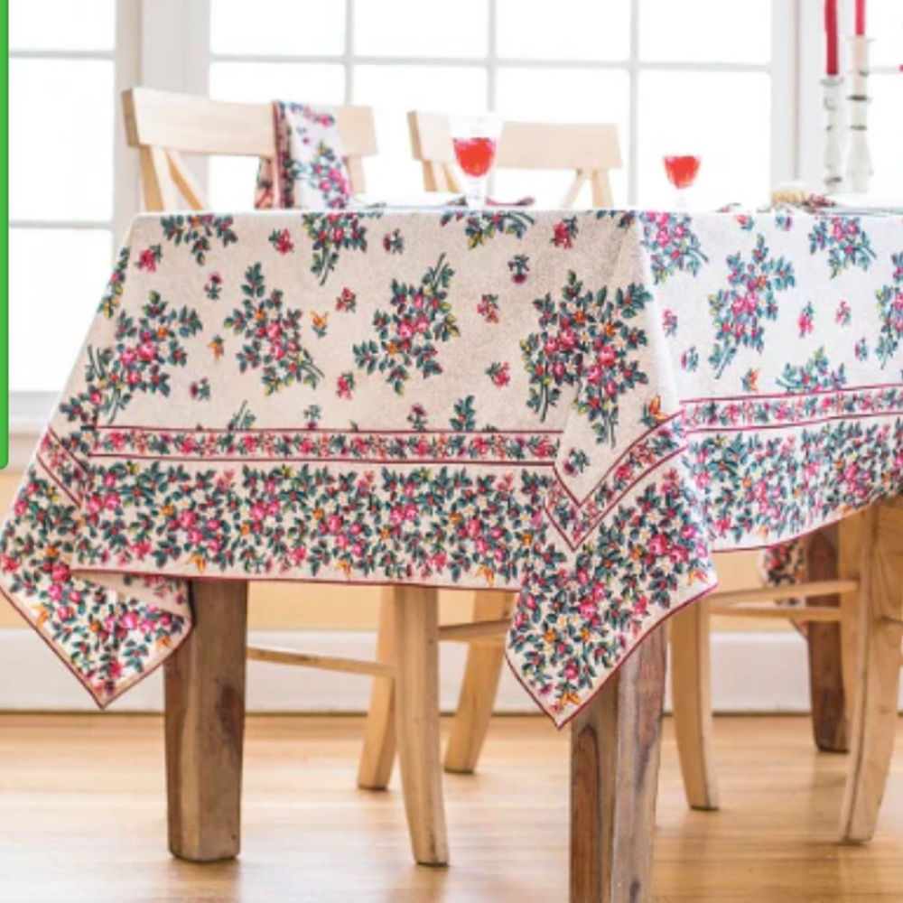 April Cornell Belle Vue Vintage Retro Print Square Tablecloth | NWT